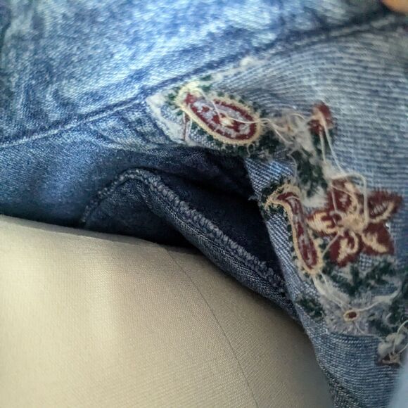 Vintage Talbots Denim Shirt Dress 90s Embroidered Modest Blue Jean Grunge 16P - Picture 13 of 16